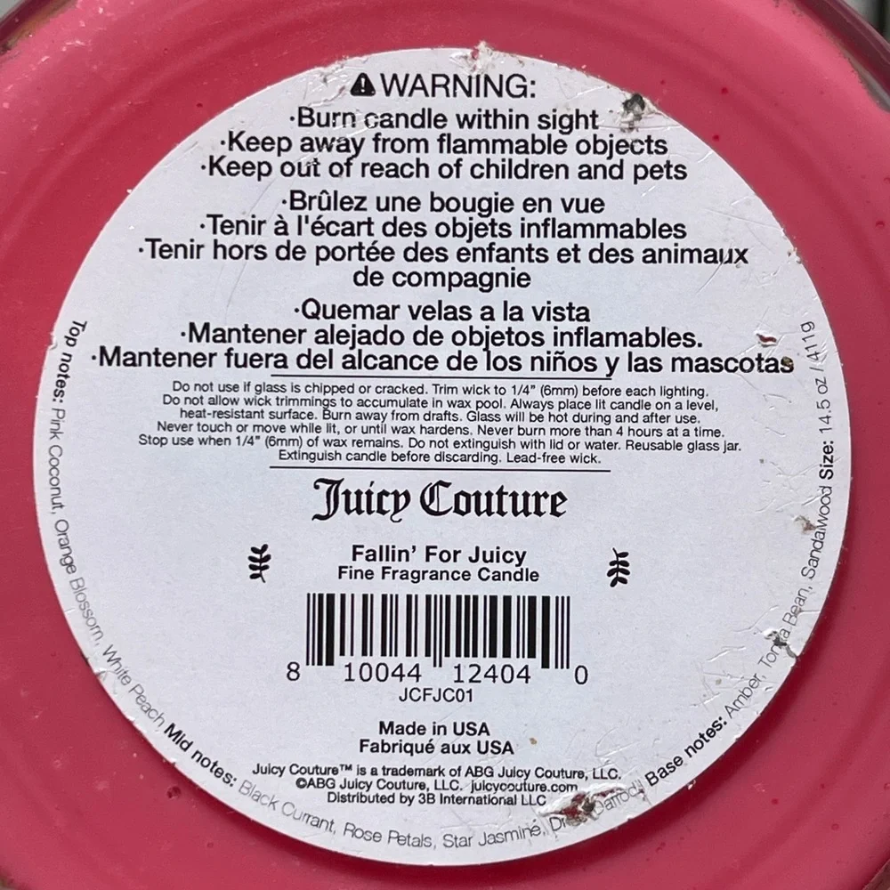 JUICY COUTURE 3 Wick Candle In Fallin’ For Juicy Fragrance Soy Wax Blend - Picture 6 of 12